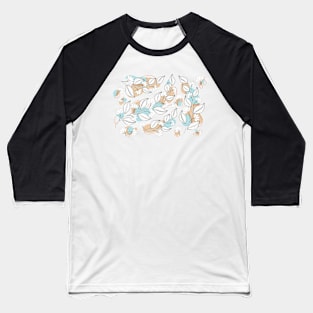 Colorful Print with Abstract Flowers Baseball T-Shirt